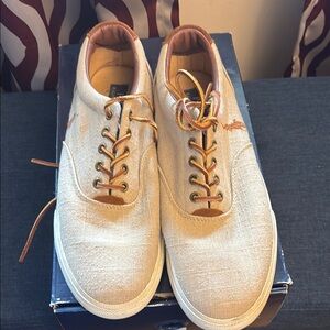 Ralph Lauren Cream Sneakers with Leather Accents